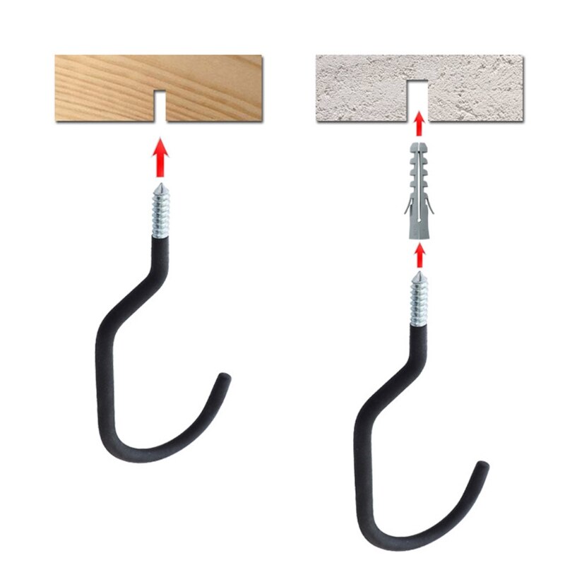 2pcs/set Wall Mounted Bicycle Hanger Garage Bike Storage Steel Black Wall Hook 667A