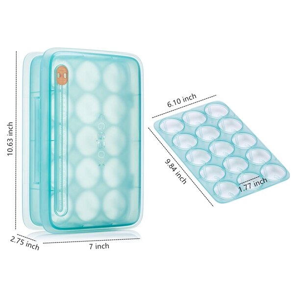 Ägghållare för kylskåp, kylskåp äggförvaringsbox behållare och organisatör för kök, ägghållare med lock, rymmer 15 ägg,