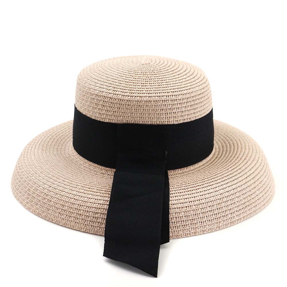 Zomer Stro Hepburn Stijl Grote Dakranden Vrouwelijke Outdoor Reizen Strand Seaside Zonnehoed Zonnehoed Mode Hoed Met lint