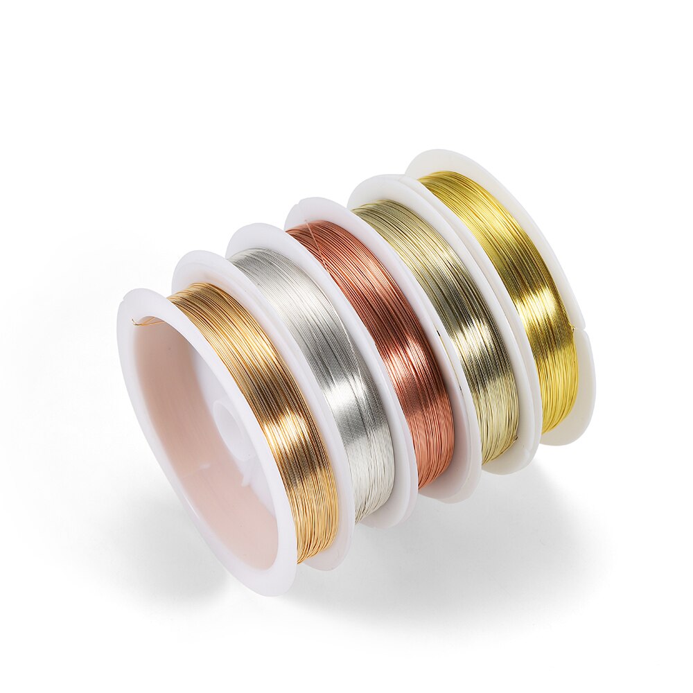 1 rolle Gold Farbe Kupfer Draht 0,2/0,3/0,4/0,5/0,6/0,7/0,8/1,0mm Perlen Schnur DIY für Schmuck Machen Zubehör