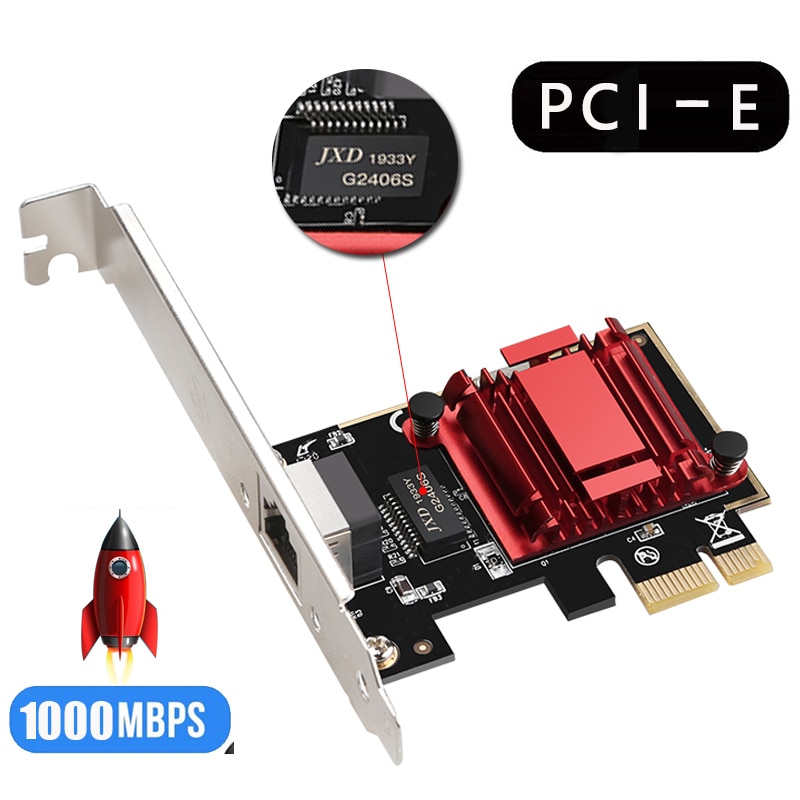 PCI Express Network Card 1000Mbps RJ-45 Network Controller Gigabit Ethernet Adapter Latest 10/100/1000M Built-in Single port