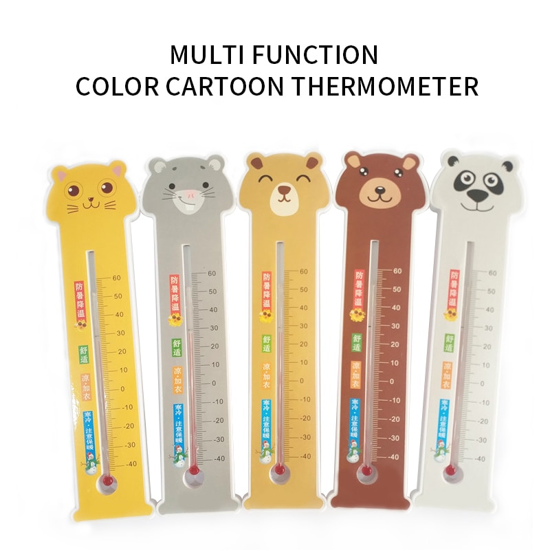 Cute Vertical Thermometer Cartoon Wall Temperature Monitor Meter for Indoor Outdoor Use For Children: Randow color 2 pcs