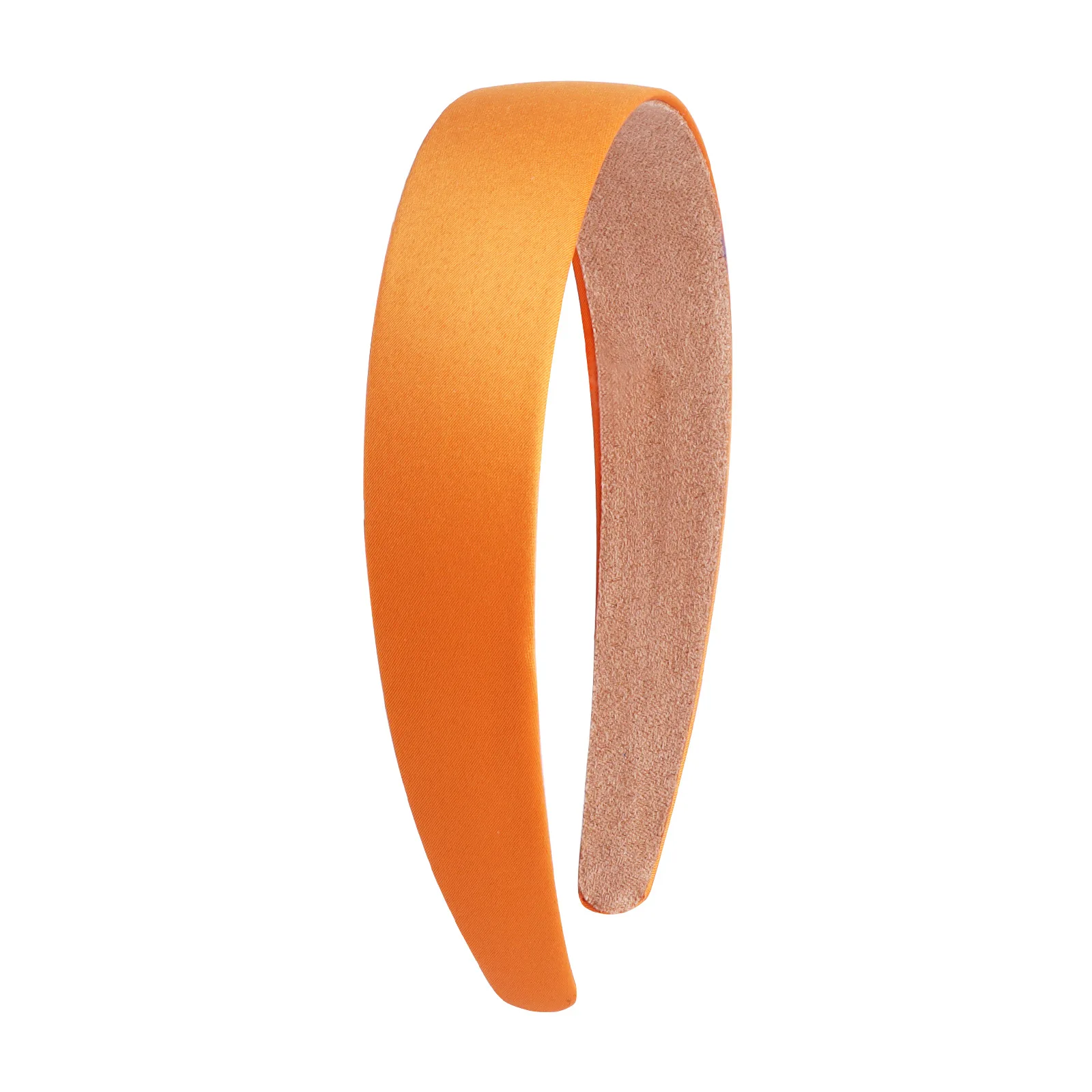 1/2pcs Plain 3CM Wide Satin Headband Girls Fabric Covered Resin Hairbands Plastic Hair Hoop Kids Elastic Bands Hair Accessories: M / Orange