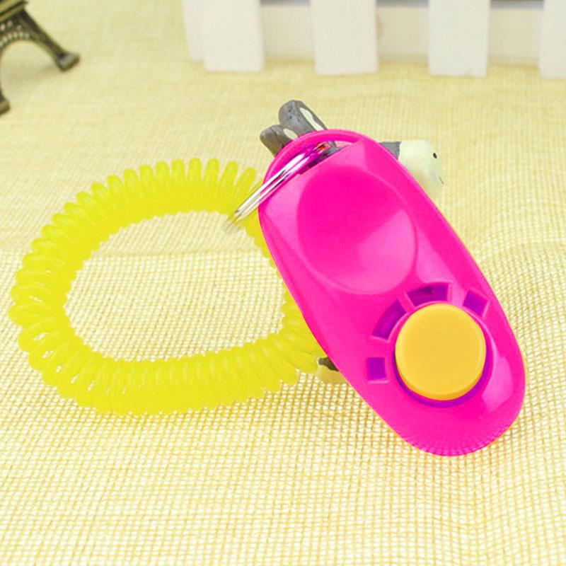 1PC Pet Clicker Clicker Training Guide Dog Supplies Portable Button Clicker Wrist Band Pets Dog Cat Whistle Trainer Delicate: Rose red