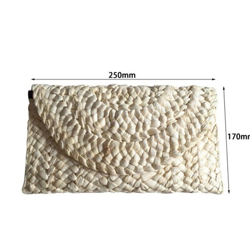 HIGHREAL Straw Knitted Women Clutch Female Braided Handbag Envelope Hasp Beach Bag For Ladies