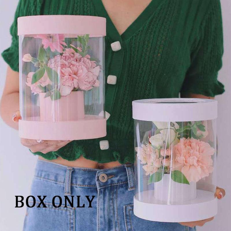 Round Heart Shape Flower Box Transparent Bouquet Box Fresh Flower Packaging Layer Bouquet Mini Box Valentines Day