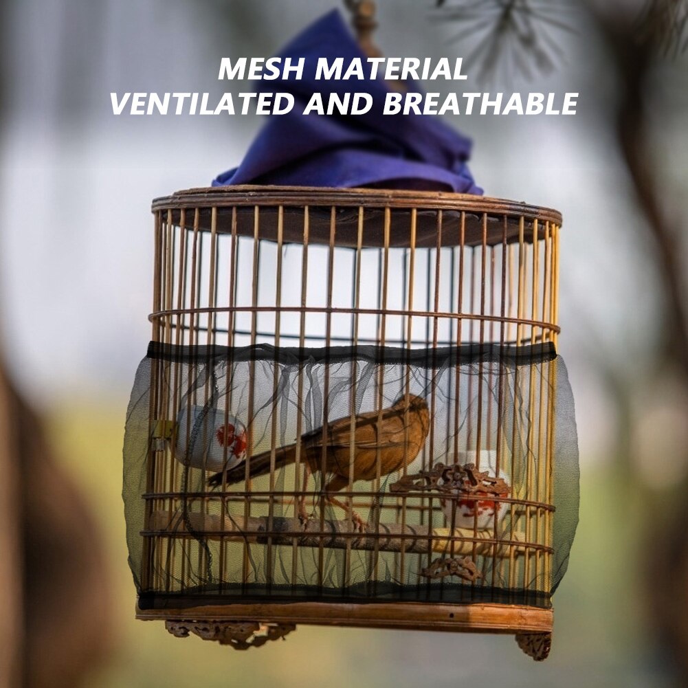 Mesh Bird Cage Cover Nylon Dustproof Parrot Birdcage Net Pet Accessories Fabric Mesh Bird Cage Cover Seed Catcher Guard