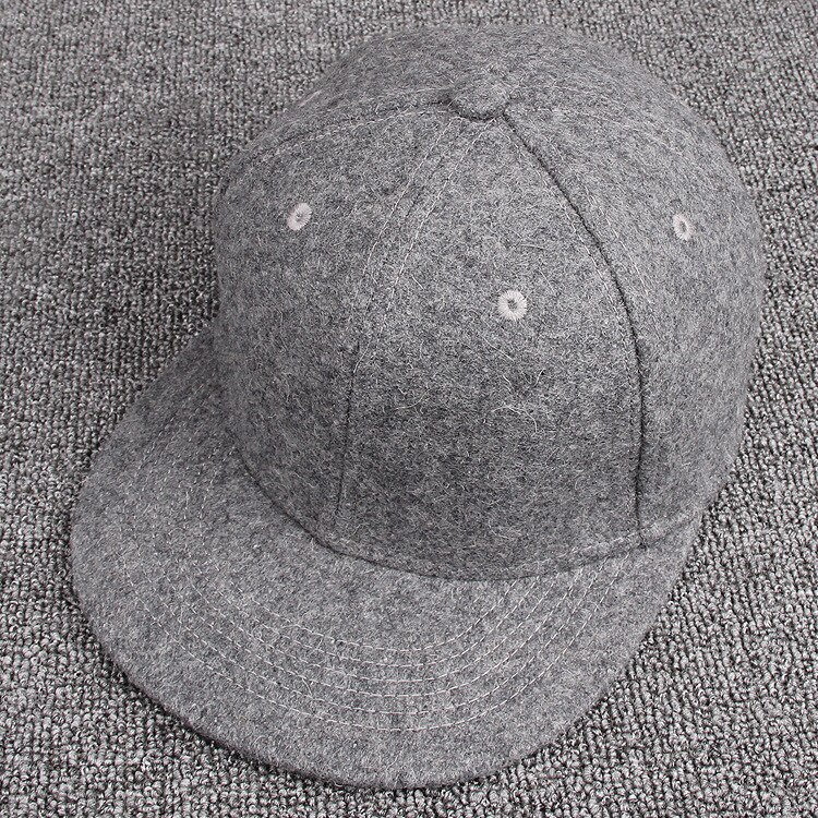 Voksen topp ull filt snapback caps vinter hip hop bboy flat peaked cap solid skateboard lue menn ull baseball hatter