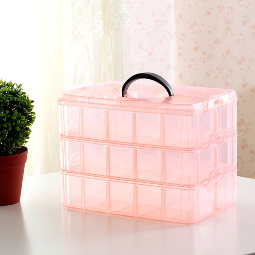 25# Multi-compartment Jewelry Bead Storage Box Clear Plastic Organizer With Handle Large-capacity Multifunctional container