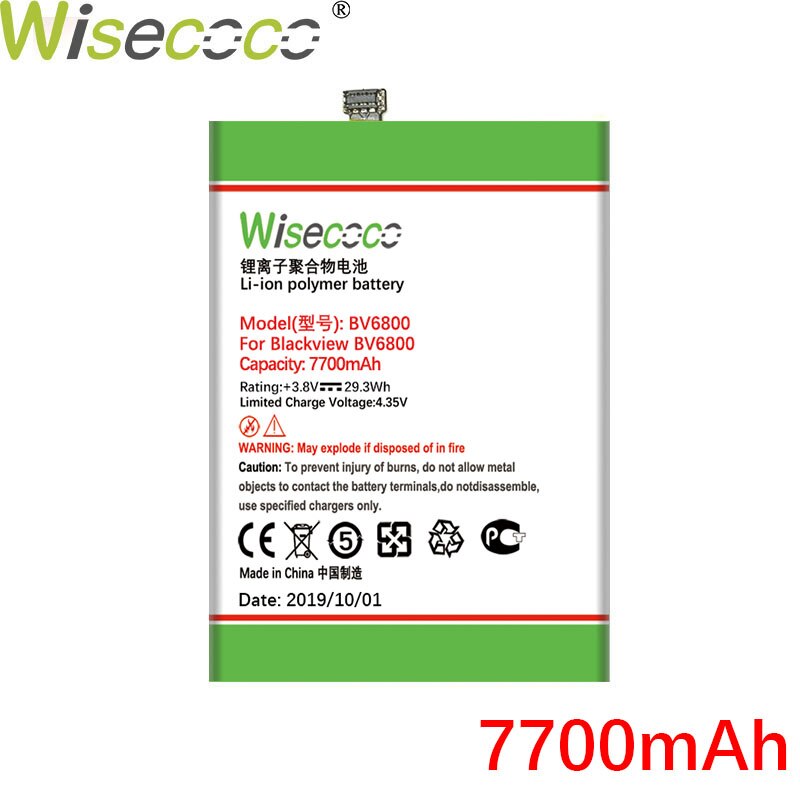 WISECOCO バッテリー Blackview BV6000 BV6800 BV7000 BV8000 BV9000 電話最新の生産高品質の新バッテリー + トラッキングコード: BV6800 7700mAh