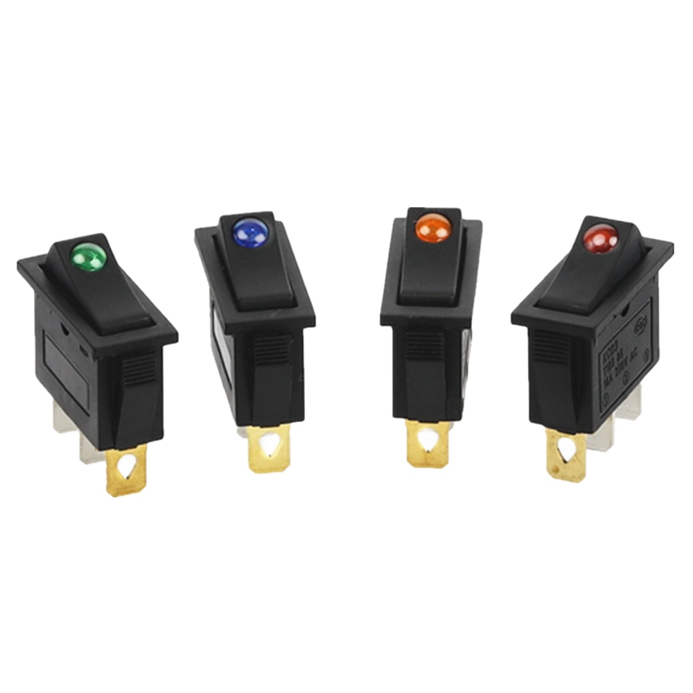 4Pcs KCD3 Rocker Switch ON-OFF 2 Position 3 Pin Electrical equipment With Dot Light Power Switch 16A 250VAC/ 20A 125VAC
