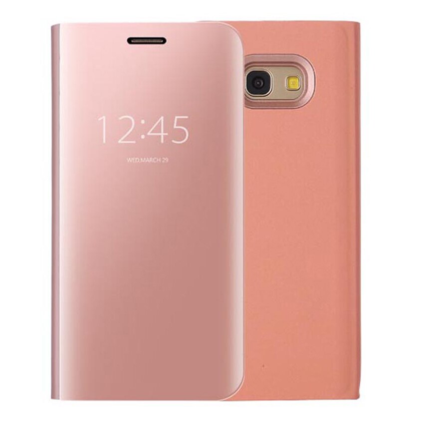 Luxe Flip Cover Spiegel Telefoon Geval Voor Samsung Galaxy A3 A5 A7 EEN 3 5 7 SM A320 A320F a520 A520F A720F SM-A320F SM-A520F: for A5 2017 / Rose gold