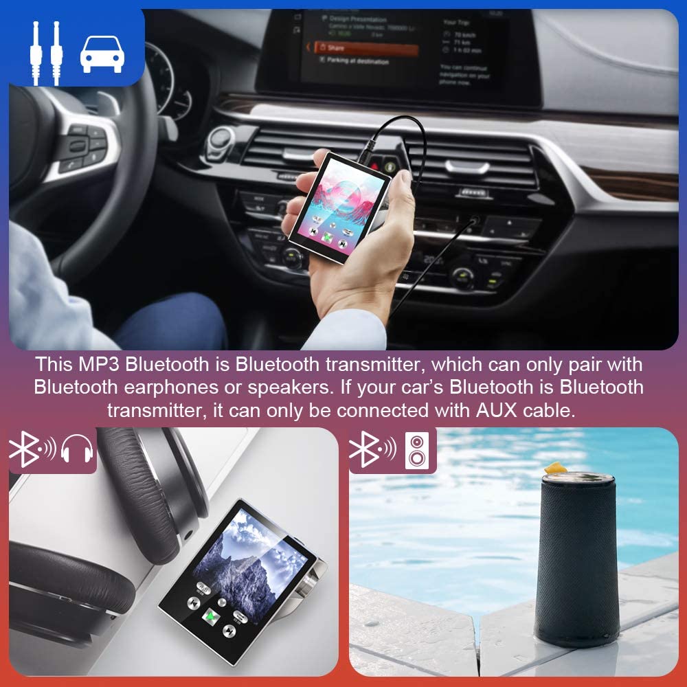 Touchscreen Reproductor MP3 Spieler mit Bluetooth gebaut-in Lautsprecher 16GB Radio HiFi Musik Spieler Hallo-Res walkman Audio- E-Buchen