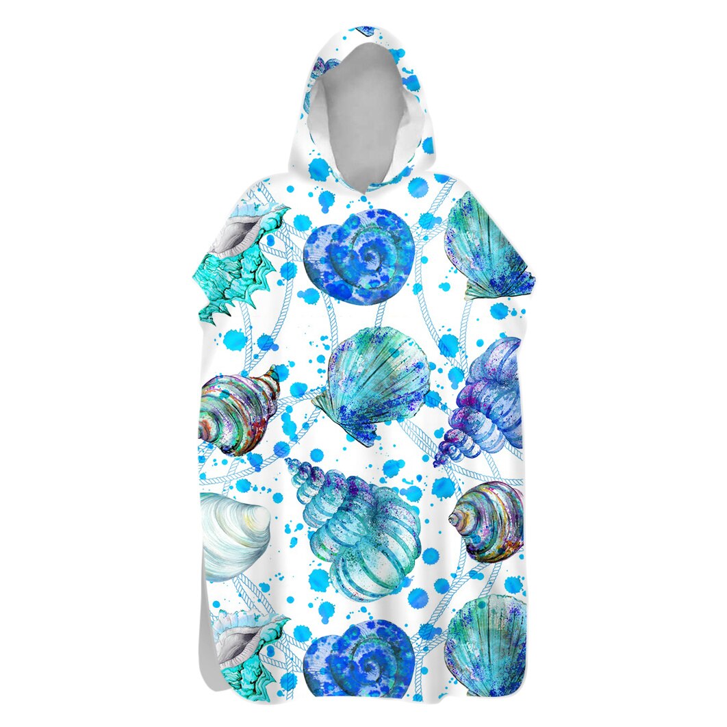 Men Women Printed Diving Suit Change Robes Poncho Quick-dry Hooded Towel Sweat-absorbent Swim Robe Summer Beach Pool Swimming: Beach Towel