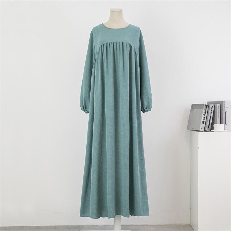 Spirng otoño manga completa Casual vestido de talla grande mujeres Maxi vestidos sueltos Mujer vestidos largos de gran tamaño vestidos ajuste 120KG: XXXL / Verde