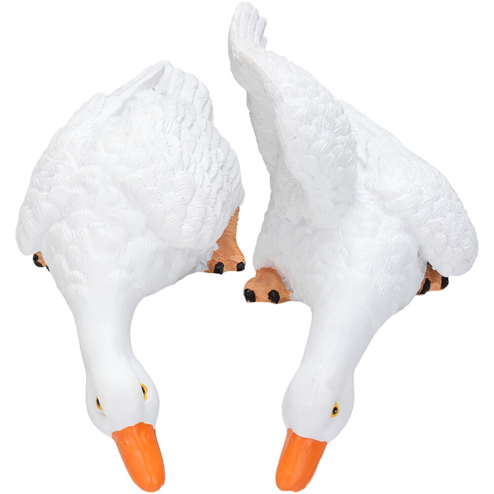 1 Pair of Animal Model Plastic Drinking Duck Shaped Decoration for Landscape