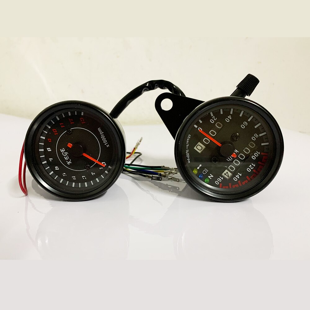 Motorcycle Odometer Black Shell With Bracket Modified Speed LED Electronic Tachometer Retro Table: Lavender
