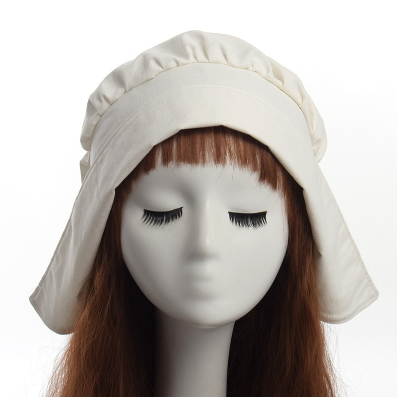 Vintage Medieval Kids Girls White Maid Hat Bonnet