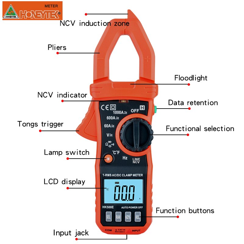 True RMS Digital multimeter dc current clamp meter esr capacitor tester auto range clamp multimeter