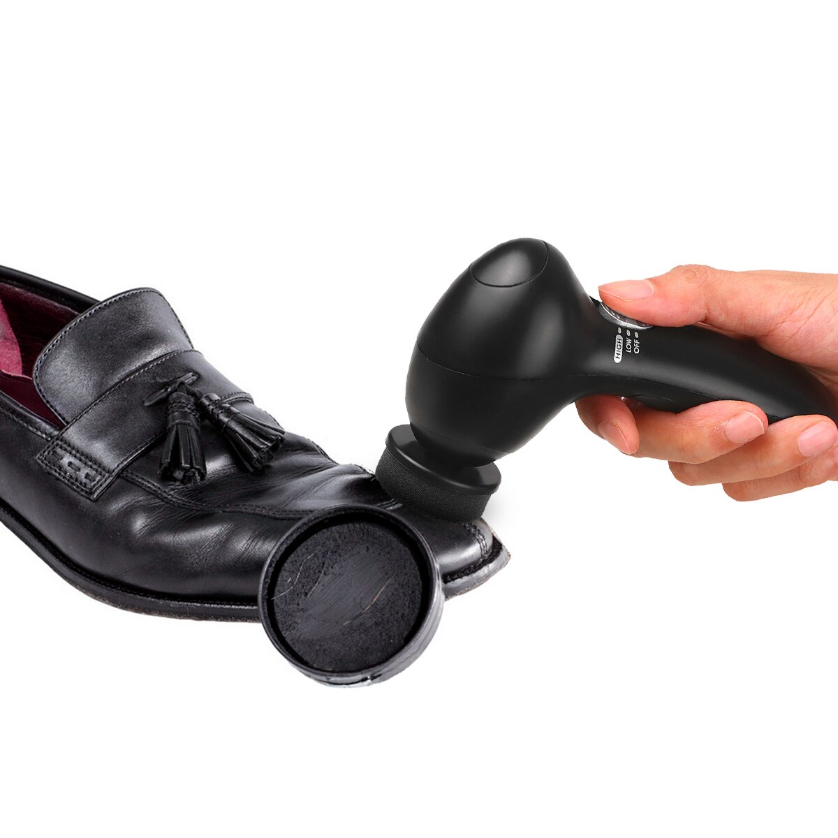 Mini cepillo eléctrico de zapatos de mano, pulidor de brillo de zapatos, limpiador de polvo con 4 cabezales de cepillo, Kit de cuidado de cuero