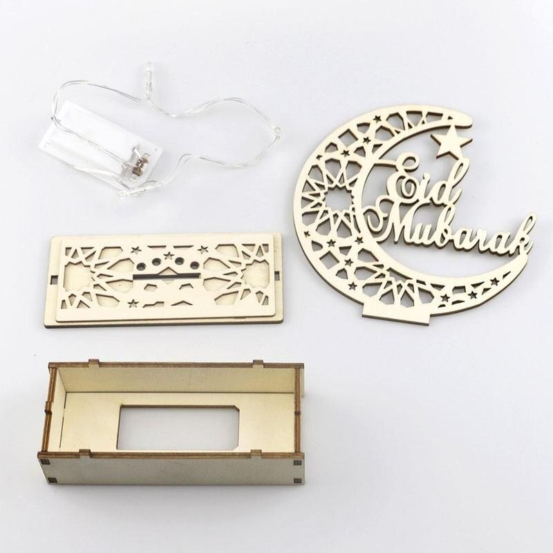 en bois lune bougie lumière Eid moubarak Ramadan décor maison ornement Plaque suspendus pendentif Islam musulman événement fête fournitures