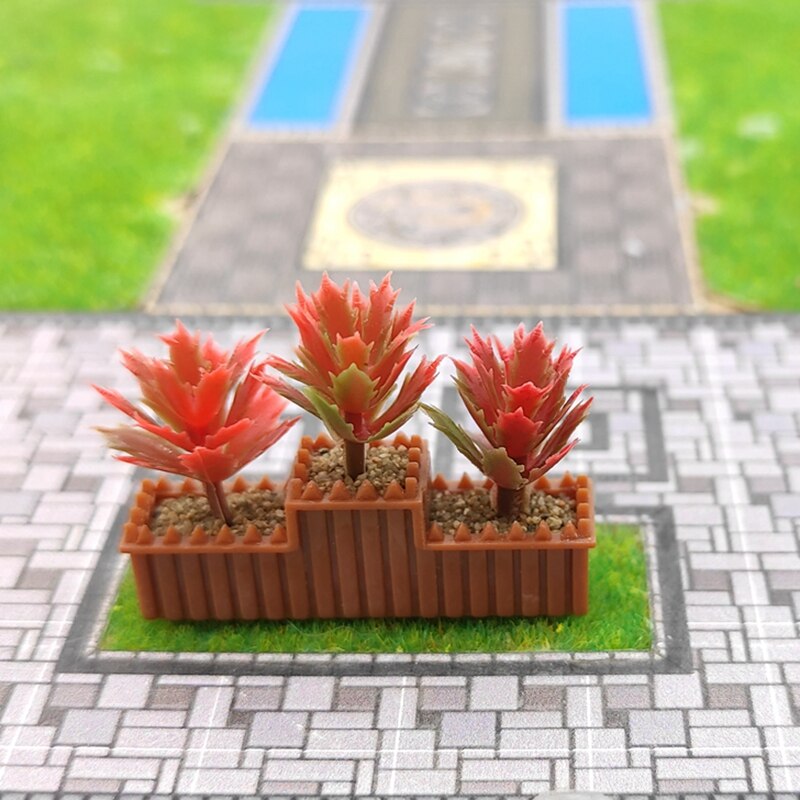 1:87 / 64 in miniatura fiore di simulazione letto modello fotografia FAI DA TE sabbia tabella scena parco giardino paesaggio strada: Rosso