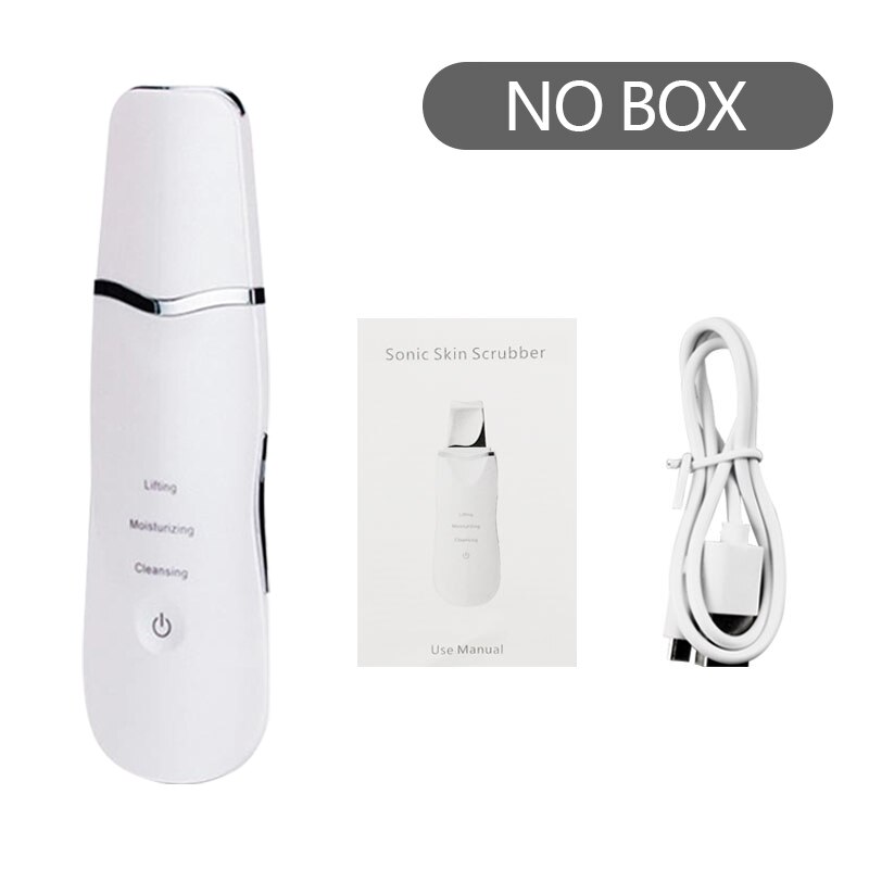 Ultrasonic facial cleansing scrubber facial deep exfoliating spatula facial pore cleaner to blackhead spatula beauty instrument: No box white