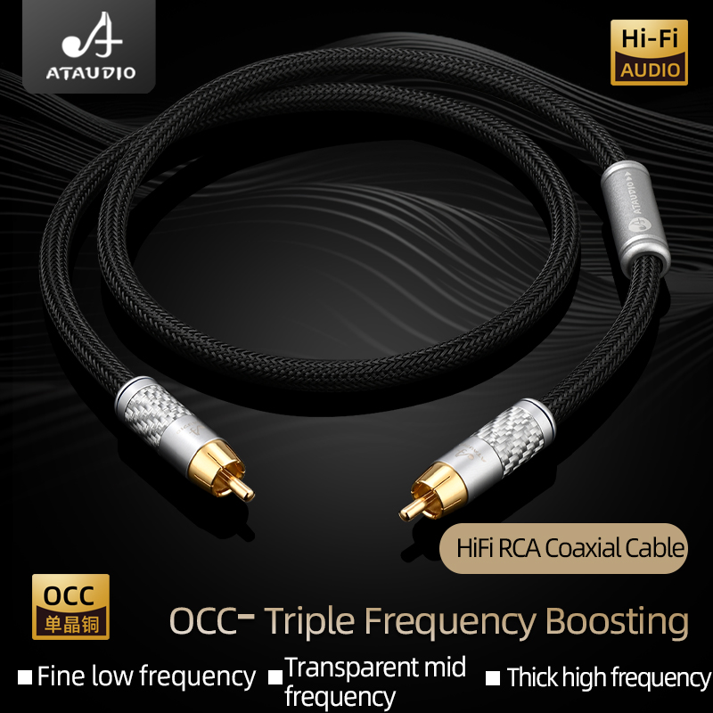 ATAUDIO 75Ω HiFi RCA Coaxial Digital Audio Cable OCC Conductor RCA Male to Male SPDIF Coaxial 5.1 /7.1 Sound for Home Theater