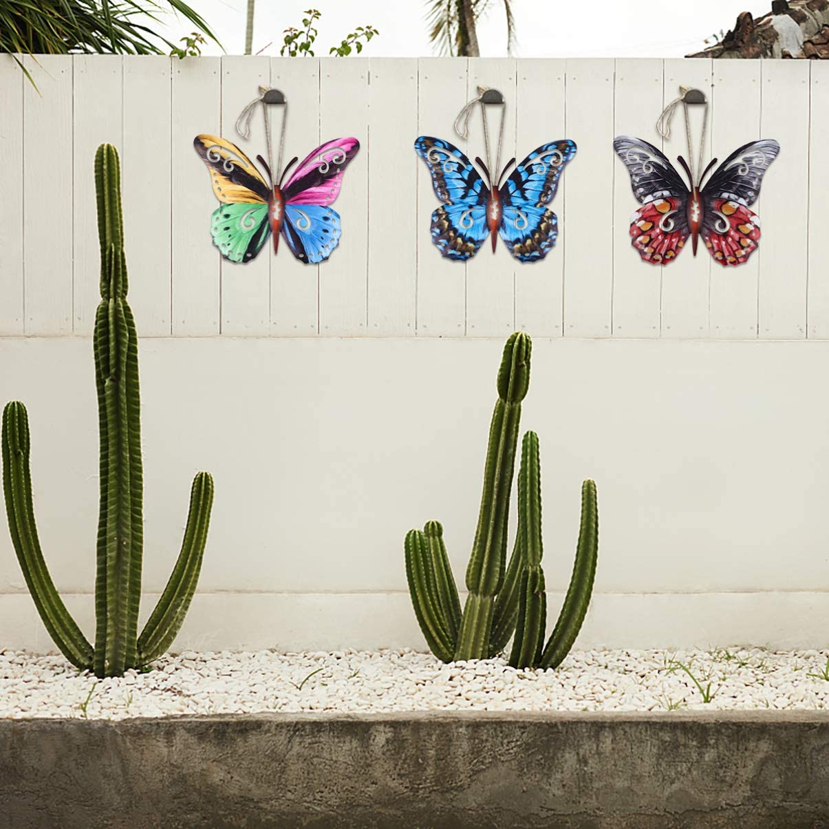 4Pcs Metalen Vlinders Wall Art Sculpturen Tuin Decoratieve Dier Opknoping 3D Vlinder Sticker Voor Indoor Outdoor Garden Home