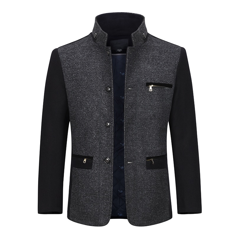 YOUTHUP Winter mannen Wol Kleur Bijpassende Jas Enkele Breasted Casual Dikke Jassen Overjassen Mens Topcoat Streetwear 2 Kleuren: Grey / 4XL