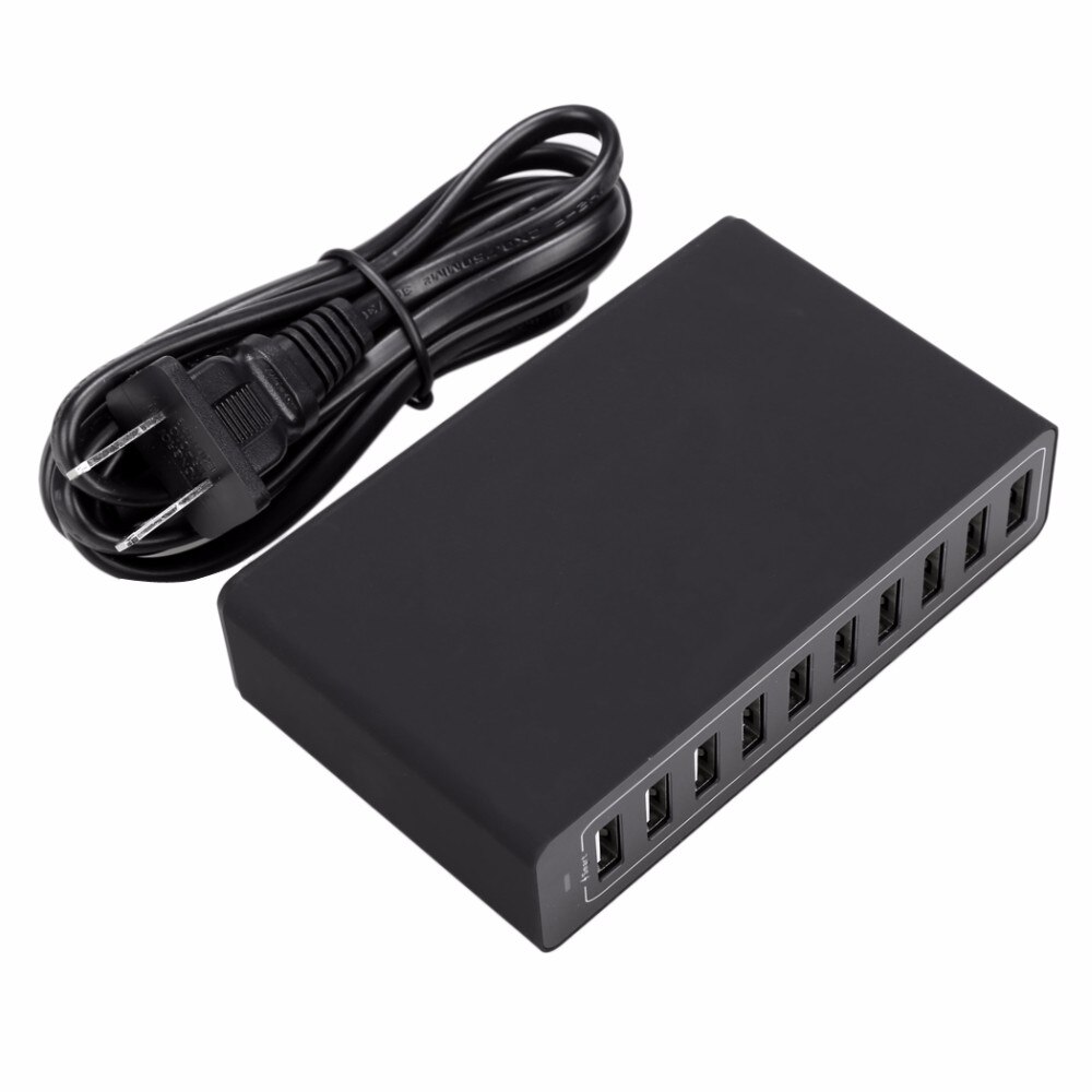 10A 50W 10 Port Usb Power Opladen Hub Powerport Multi-Port Usb Charger Eu Ons Uk Standard Smart multi Beschermen Voltageboost: Black / us