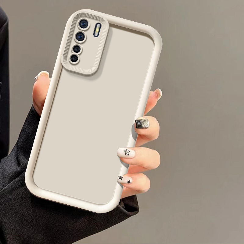 Para OPPO A91 funda para OPPO Reno3 4G funda de teléfono paquete completo mate anticaída cubierta protectora suave: Aluminio / Azul