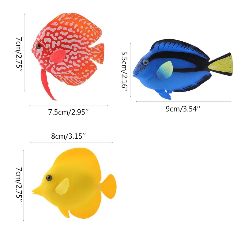Artificial Moving Fish Floating Silicone Fish with Suction Cup Fishing Line Lifelike Aquarium Decorations for Fish Tank