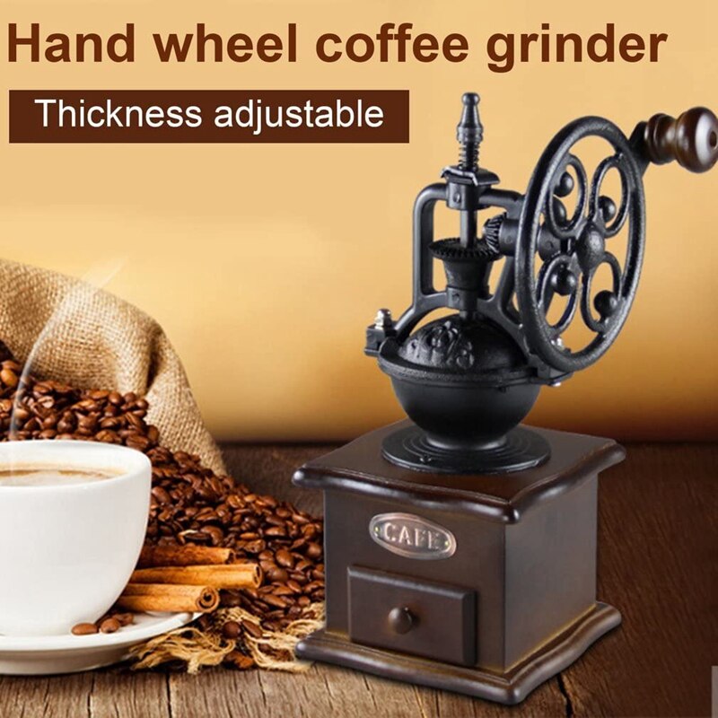 Manual Coffee Grinder Artisanal Hand Crank Coffee Mill with Grind Settings & Catch Drawer