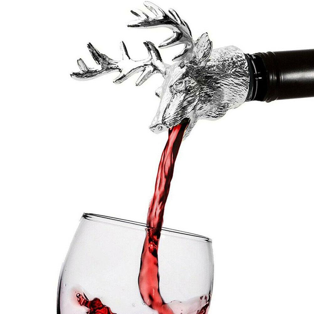 Rvs Herten Stag Hoofd Wijn Schenker Doos Wijn Beluchters Gereedschap Fles Unieke Stoppers Bar Wijn Met 4 Kleuren e2K2