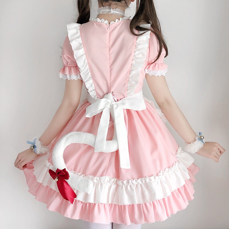 Collection de Lolita douce pour femmes, tenue de princesse, Costume Kawaii, Cosplay, noir et blanc, rose