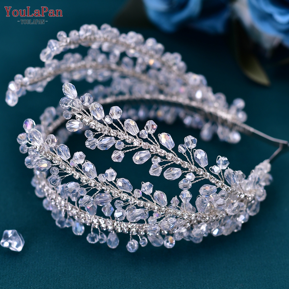 YouLaPan HP496 Strass Bruidshoofdband Boheemse Bruidshaaraccessoires Vrouw Hoofddeksel Bruiloft Haaraccessoires Bruid Tiara: Zilver