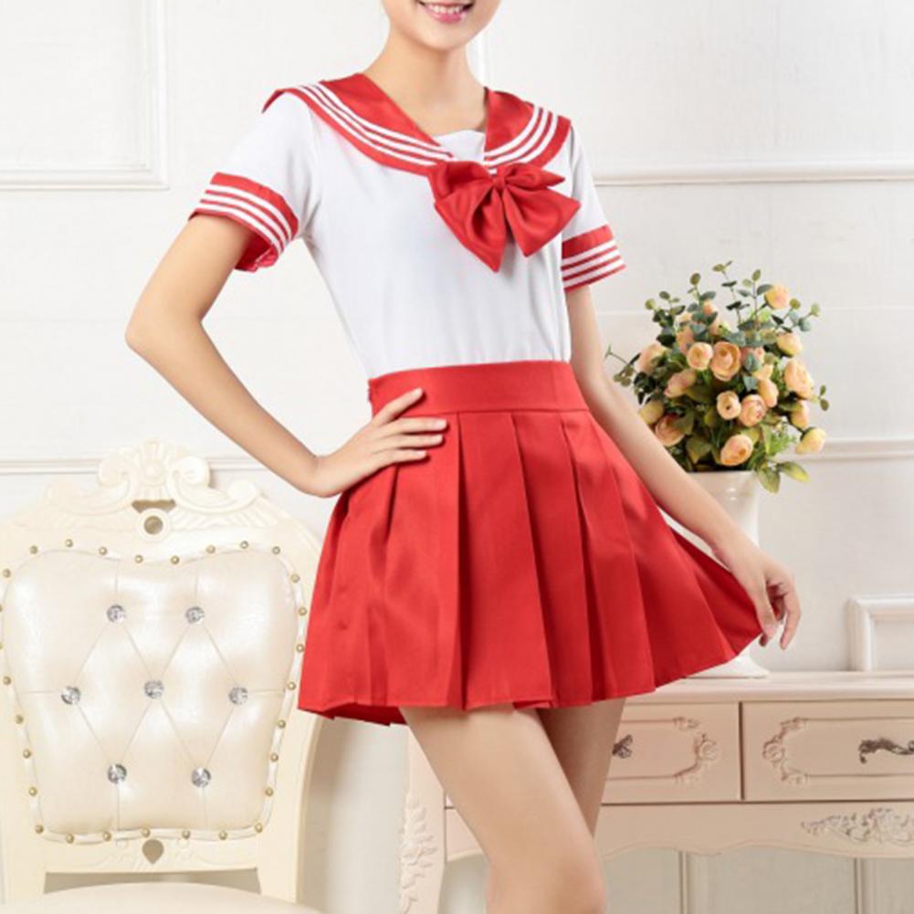 JK Skirt Seven Colors Anti-wrinkle Basic Style High School Uniform Suit for Sports Meet