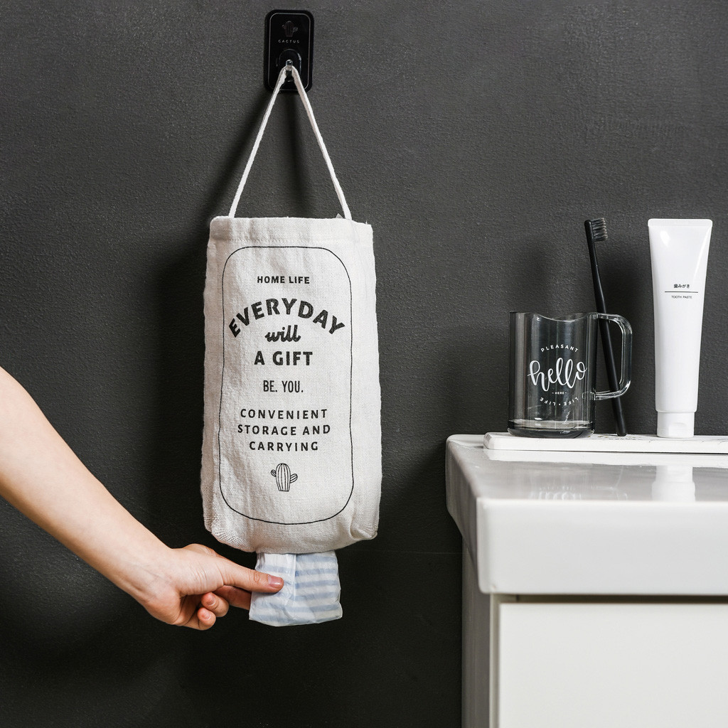 Garbage Storage Hanging Bag Double Portable Wall-mounted Debris Wardrobe Storage Bag Kitchen Vegetable Fruit Organizer Container