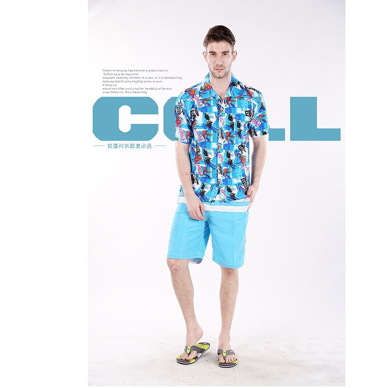 Short Sleeve Men&#39;s Beach Shirt Summer Cool Palm Tree Print Hawaiian Shirt Swim Shirts For Men Vacation Wear