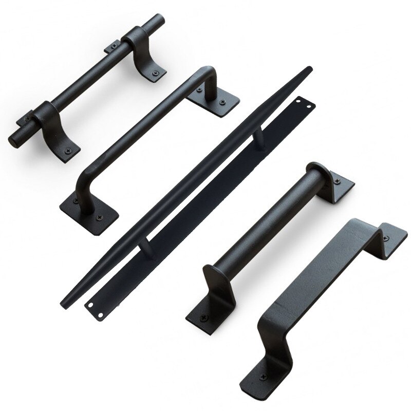 Black carbon steel Sliding Barn Door Pull Handle Sliding Closet Gate Cabinet Door Handle