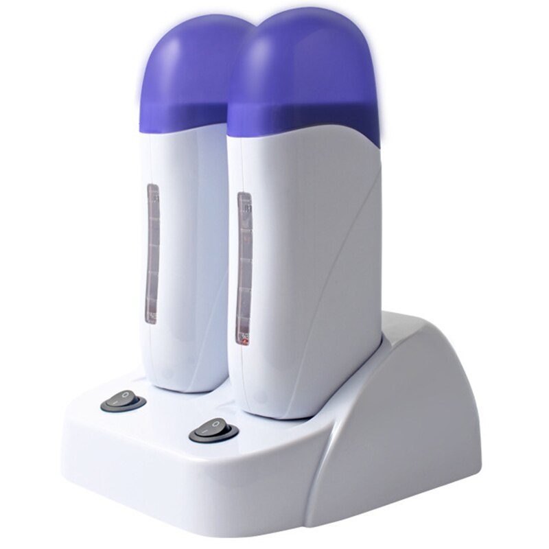 Calentador de cera depilatoria doble, rodillo de depilación corporal , máquina de depilación, máquina de depilación, salón de belleza con Base calefactora, enchufe de Reino Unido: Default Title