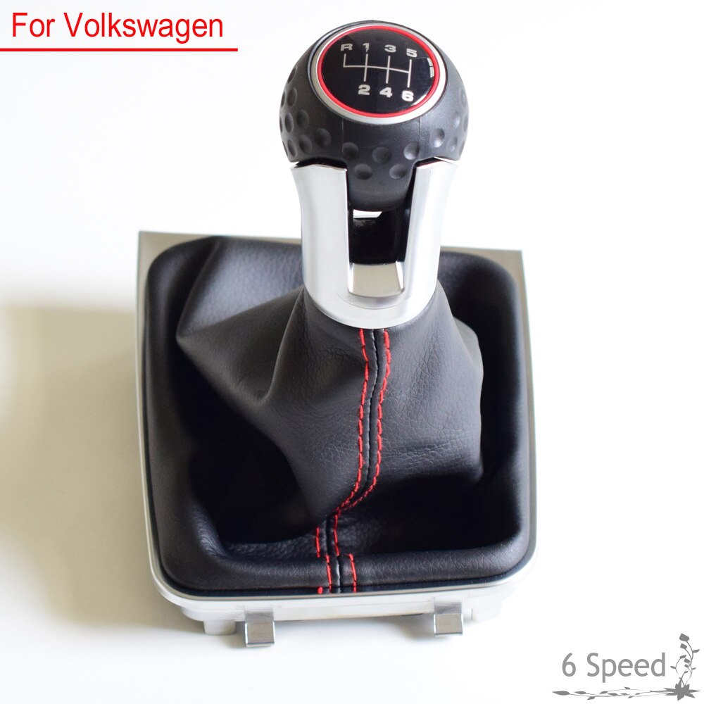 Perilla de palanca de marchas para coche, pomo de caja de cambios de 5 y 6 velocidades, polaina de cuero, para VW Golf 7, A7, MK7, GTI, GTD, , , , , ,: 6 Speed-Boot