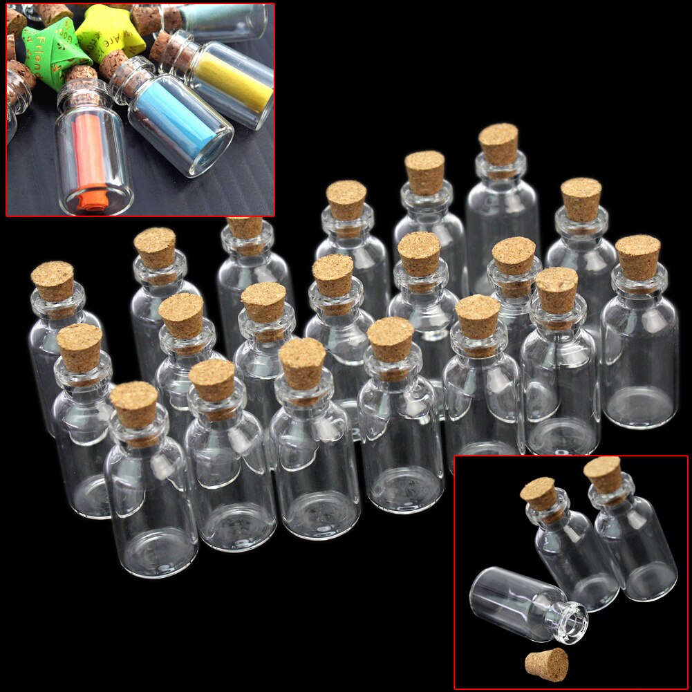 20pcs 5ml Mini Transparent Empty Glass Bottles Messages Washing Bottle Containe Jars with Cork Refillable Bottles