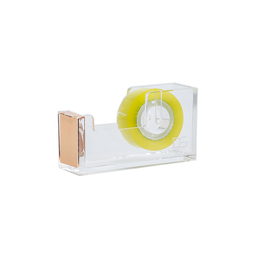 3pcs/setClear Memo Pad Note Holder+ Clear Gold Toned Acrylic Tape Dispenser +Acrylic Stapler desk kit: yellow gold Tape Dis
