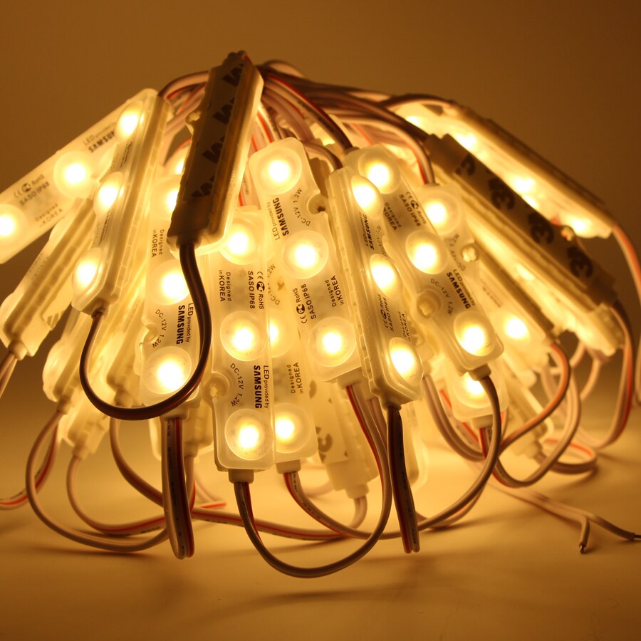 LED Module light 1.2W 5730 3LED Module advertising light SAMSUNG chip Led Sign Backlight Channel white waterproof 12V 50pcs