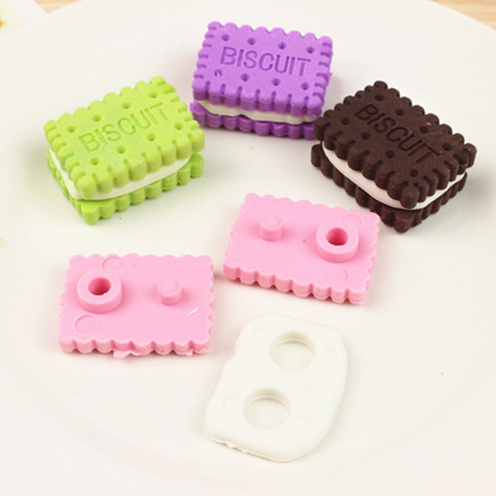 4 PCS/Set Cute Kawaii cookies Rubber Eraser Set School Office Erase Supplies Kids