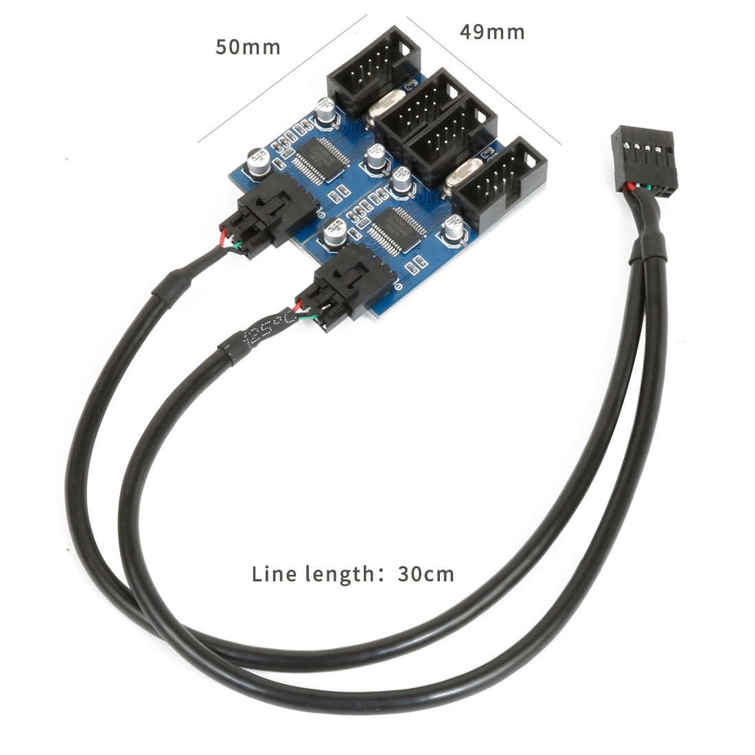 9pin USB header Male 1 to 2/4 Female Extension Cable Card Desktop 9-Pin USB HUB USB 2.0 9 pin Connector Adapter Port Multiplier: Standard 1 to 4