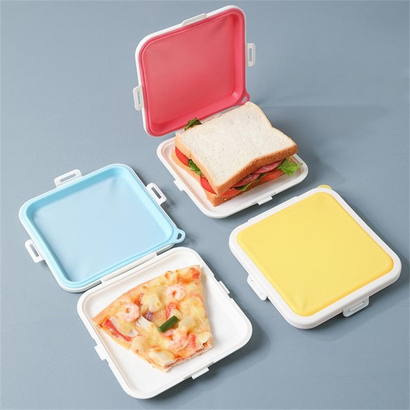 Bærbar smørbrød skål bento boks gjenbrukbar silikon smørbrød boks miljøvennlig lunsj matte beholder mikrobølgeovn servise