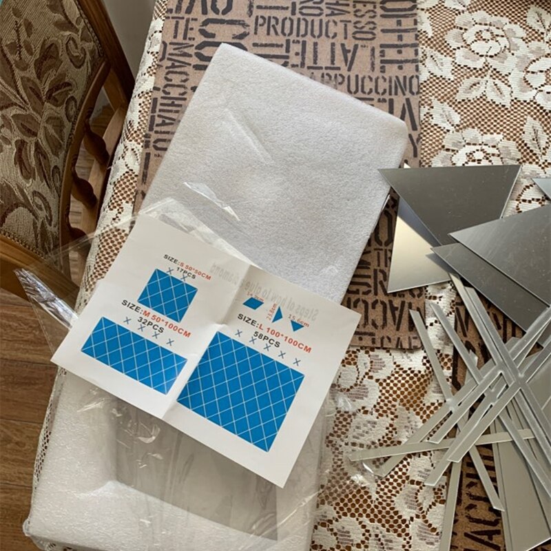 Sliver 3D Mirror Wall Sticker DIY Acrylic Wall Stickers Living Room TV Background Home Decoration adesivo de parede